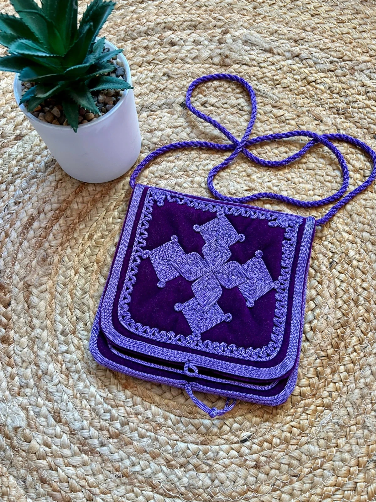 💜🪻Pochette velours violet bohème vintage ethnique berbère Oriental velvet boho crossbody bag🪻💜